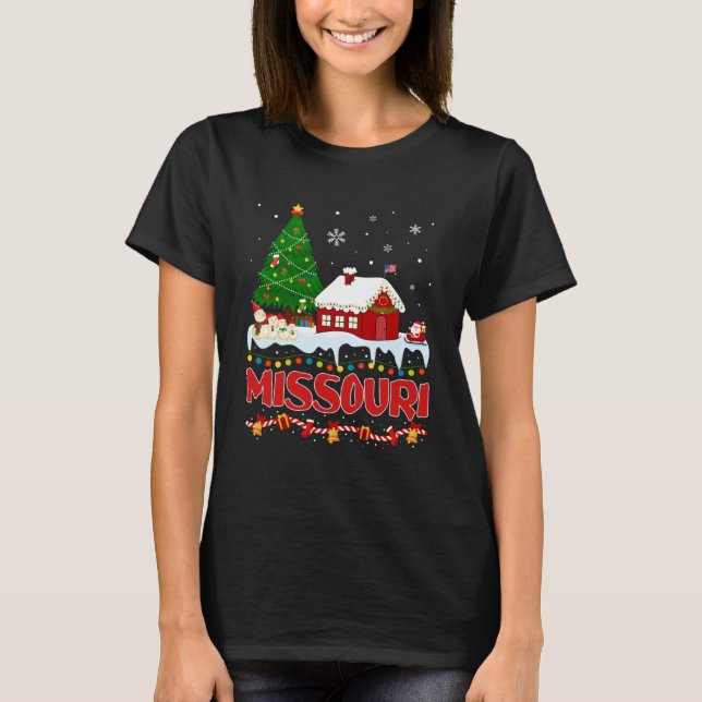 Missouri Christmas Tree Light Pajama Staat von Mis T-Shirt (Vorderseite)