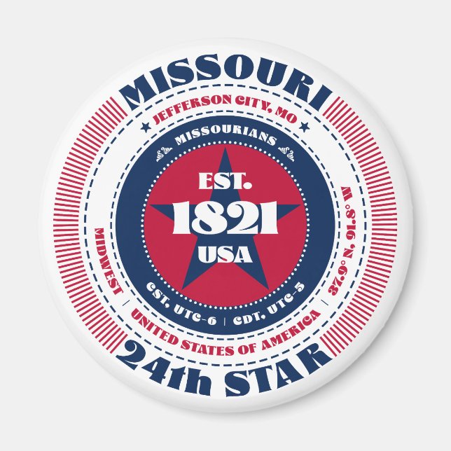 Missouri Circle Typografy Souvenir Magnet (Vorne)