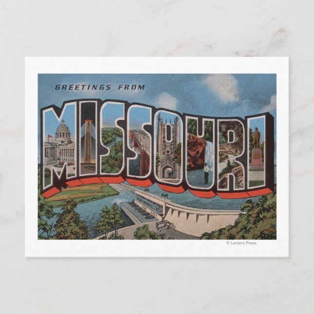 Missouri (Dam-Ansicht) - Große Letter-Szenen Postkarte (Vorderseite)