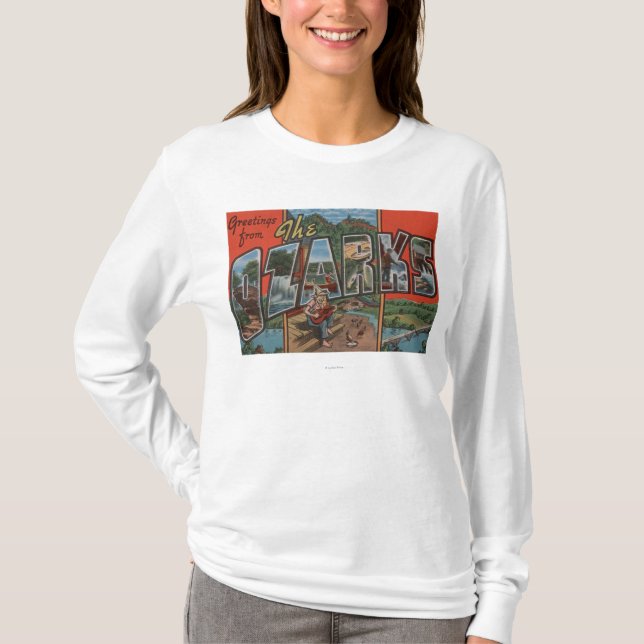 Missouri - der Ozarks - große Buchstabe-Szenen T-Shirt (Vorderseite)