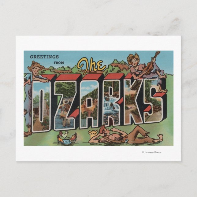 Missouri - Die Ozarks - Großbuchstaben Szenen 2 Postkarte (Vorderseite)