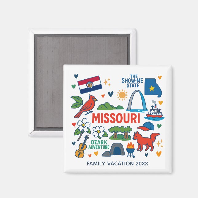 Missouri Family Trip Keepsake Personalized Magnet (Vorderseite/Rückseite)