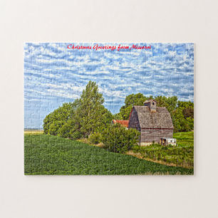 Missouri-Farm ländliche Scheune.Fröhliche Weihnach Puzzle