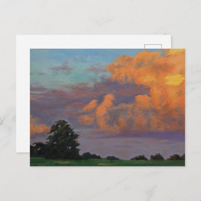 Missouri Farm Sunset in Blue Orange Yellow Lila Postkarte (Vorne/Hinten)