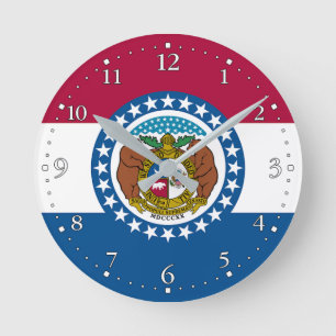 Missouri-Flagge Runde Wanduhr