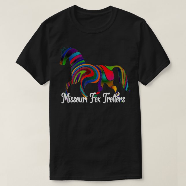 Missouri Fox Trotter Horse Rainbow Fade T-Shirt (Design vorne)