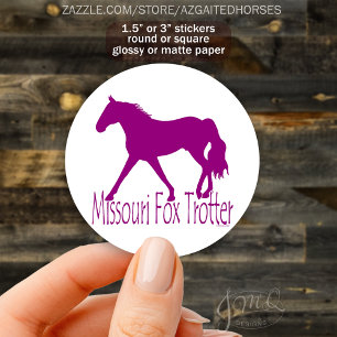 Missouri Fox Trotter Horse Silhouette Lila Runder Aufkleber