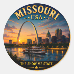 Missouri Gateway Arch Urlaubserinnerungen 🟡 Runder Aufkleber