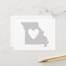 Missouri Grey Staat Map Form mit Herz Cutout Postkarte