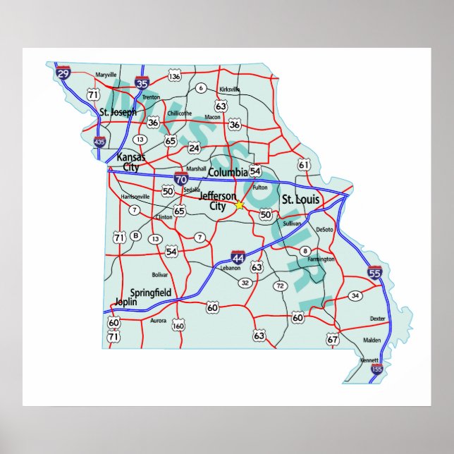 Missouri Interstate Map Print Poster (Vorne)