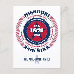 Missouri, Jefferson City, MO, Patriotic, Monogram Postkarte