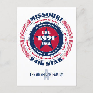 Missouri, Jefferson City, MO, Patriotic, Monogram Postkarte