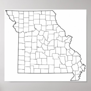 Missouri Landkreises Leere Kontur Karte Poster