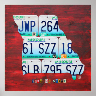 Missouri License Plate Karte Poster