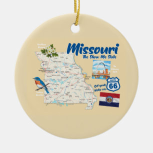Missouri MO Staat anzeigen Karte Route 66 Keramik Ornament