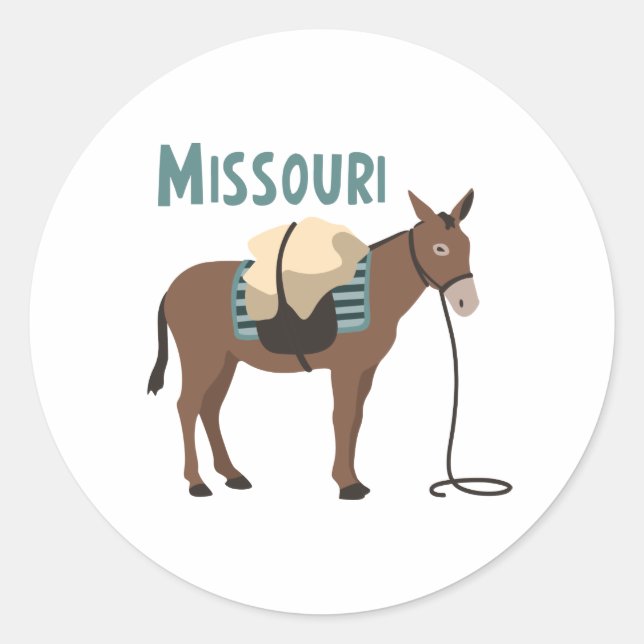 Missouri Mule Runder Aufkleber (Vorderseite)