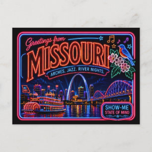 Missouri Neon State Retro Vintage Postkarte