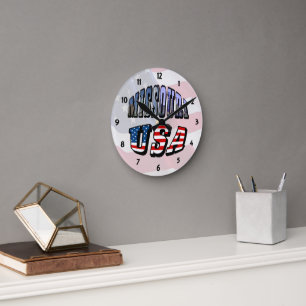 Missouri Picture and USA Text Clock Runde Wanduhr