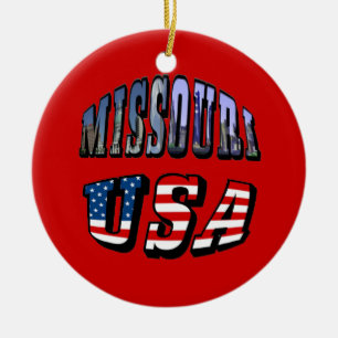 Missouri Picture and USA Text Keramik Ornament