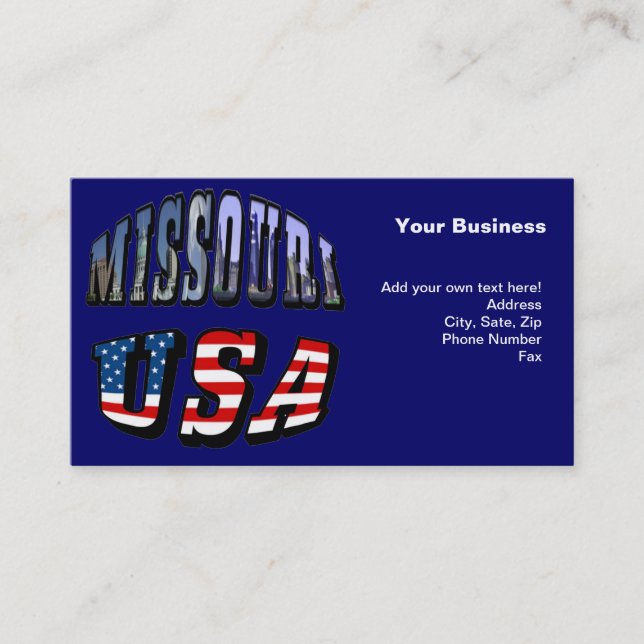 Missouri Picture and USA Text Visitenkarte (Vorderseite)