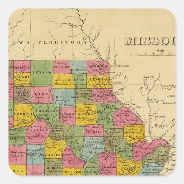 Missouri Quadratischer Aufkleber (Vorderseite)