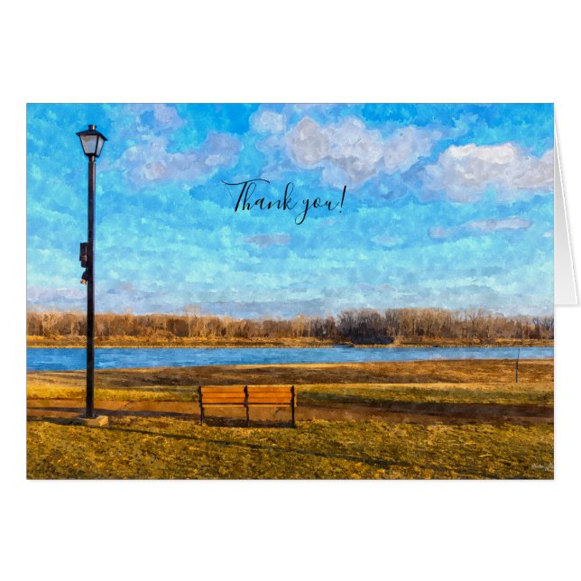 Missouri River Bench Painterly Danke Karte (Vorderseite (Horizontal))
