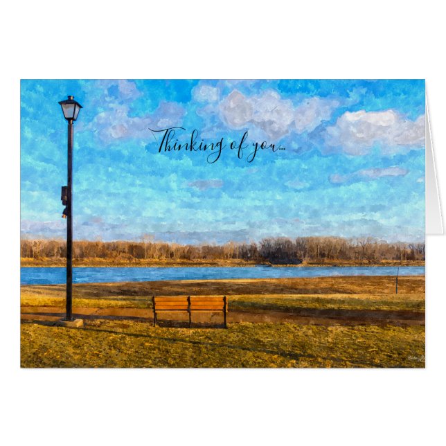 Missouri River Bench Painterly Thinking of U Card (Vorderseite (Horizontal))
