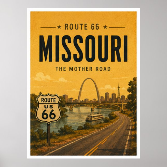 Missouri Route 66 Gateway River Reise Kunst Poster (Vorne)