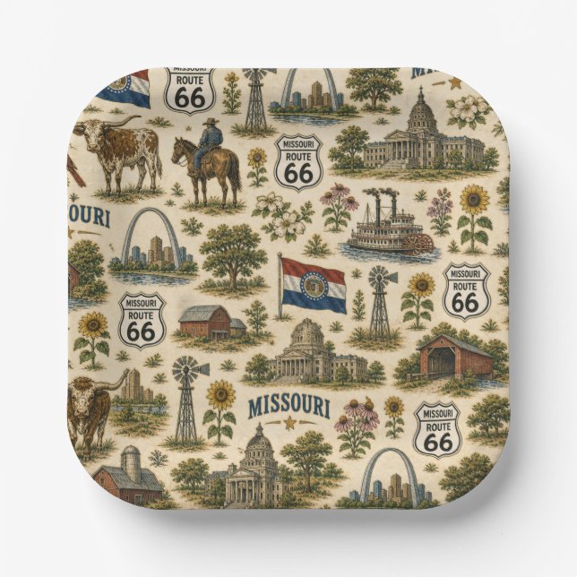 Missouri Route 66 Party-Eingangstor Pappteller (Vorderseite)