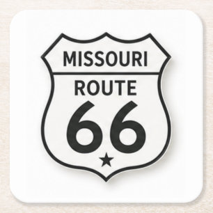Missouri Route 66 Retro Weißer Schild Untersetzer
