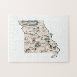Missouri Shaped Vintage Missourian Picture Map Puzzle