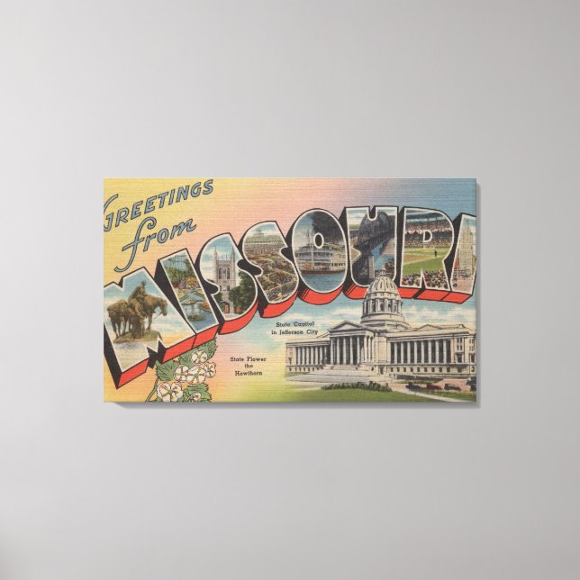 Missouri (Staat Hauptstadt/Blume) Leinwanddruck (Vorderseite)
