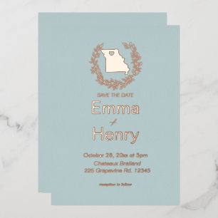 Missouri Staat Hochzeit in Urlaubsort  Folieneinladung