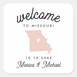 MISSOURI Staat Hochzeit in Urlaubsort JEDE FARBE Quadratischer Aufkleber