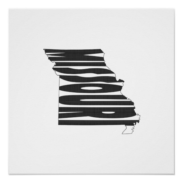 Missouri Staat Name Word Art Black Poster (Vorderseite)