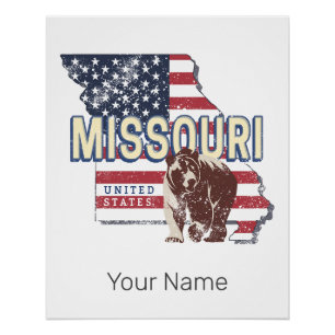 Missouri Staat United Staaten Retro Map Vintag USA Poster