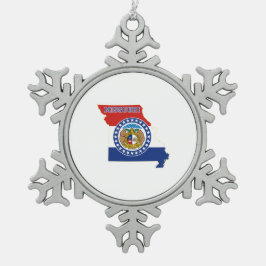 Missouri-Staats-Flagge und Karte Schneeflocken Zinn-Ornament