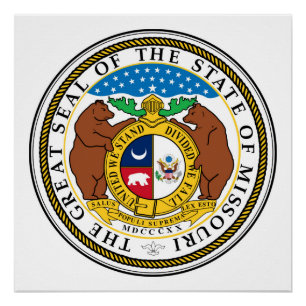 Missouri-Staats-Siegelamerika-Republiksymbolflagge Poster