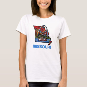 Missouri State Tattoo-Stil Gateway Arch Flussboot T-Shirt