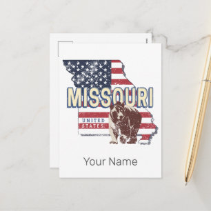Missouri State Vereinigte Staaten Retro-Karte Vint Feiertagspostkarte