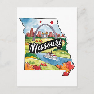 Missouri USA Bundesstaat im Vintage-Wasserfarbenst Postkarte
