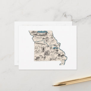 Missouri Vintage-Bildkarte Antike Staatskarte Postkarte