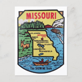 Missouri Vintage Decal Map der 50er Jahre Postkarte