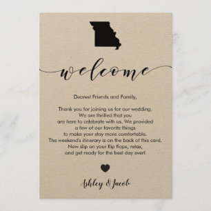 Missouri Wedding Welcome Letter & Itinerary Card Programm