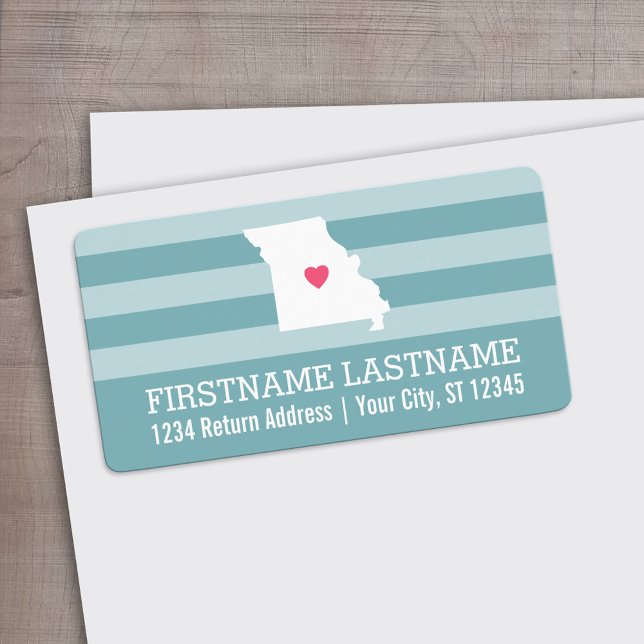 Missouri Zuhause Staat Stadtkarte Benutzerdefinier Adressaufkleber (Custom Address Label)