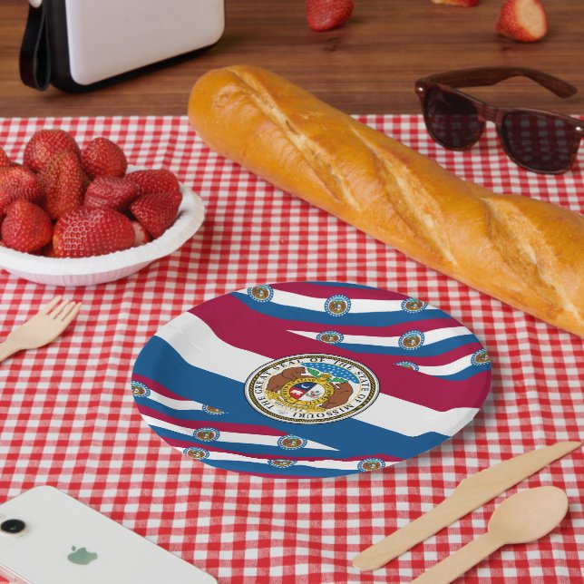 Missourian Flag & Seal, Missouri Pappteller (Picknick)