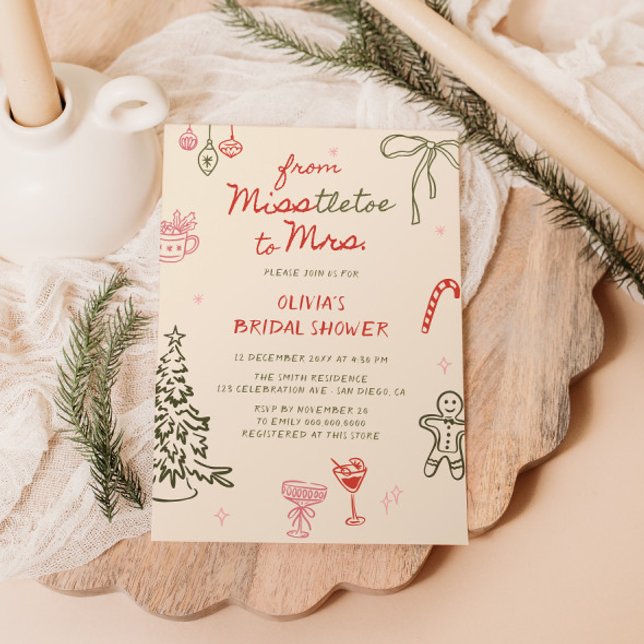 Misstletoe an Frau Hand Drawn Brautparty Einladung (Von Creator hochgeladen)