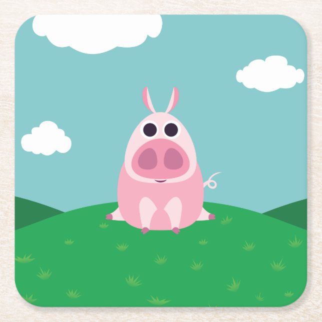 Misstrauisch das Schwein Rechteckiger Pappuntersetzer (Vorderseite)