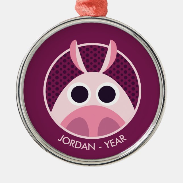 Misstrauisch das Schwein Silbernes Ornament (Vorne)