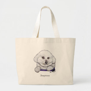 Misstrauische Bichon Frise Taschen-Tasche Jumbo Stoffbeutel